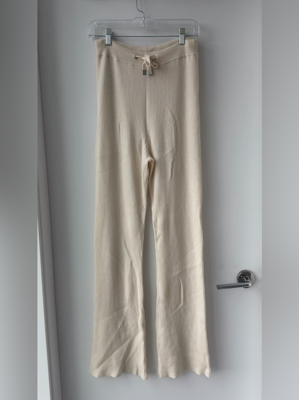 Cashmere Cream Ribbed Knit Lounge Pants